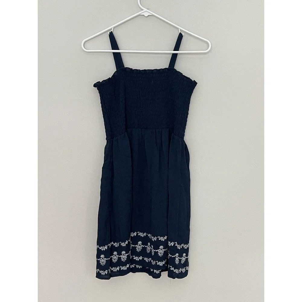 Girls Spring Sun Dress BCBGirls Blue Embroidered Hem Medium (10-12) Nautical